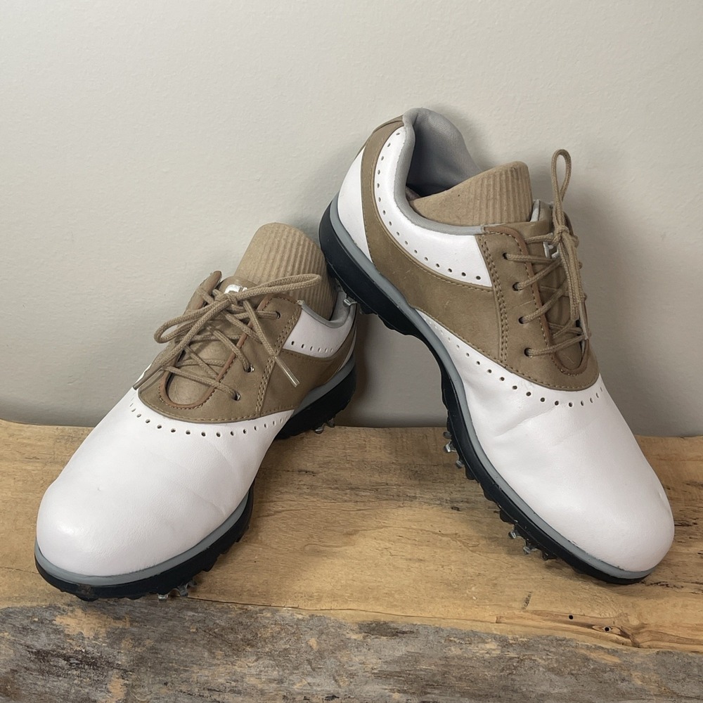FootJoy Emerge Womens 6 Brown White Waterproof Casual Golf Cleats Shoes Resort